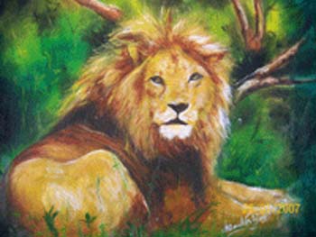 Hand-painted African wildlife with oil on canvas by Chembx